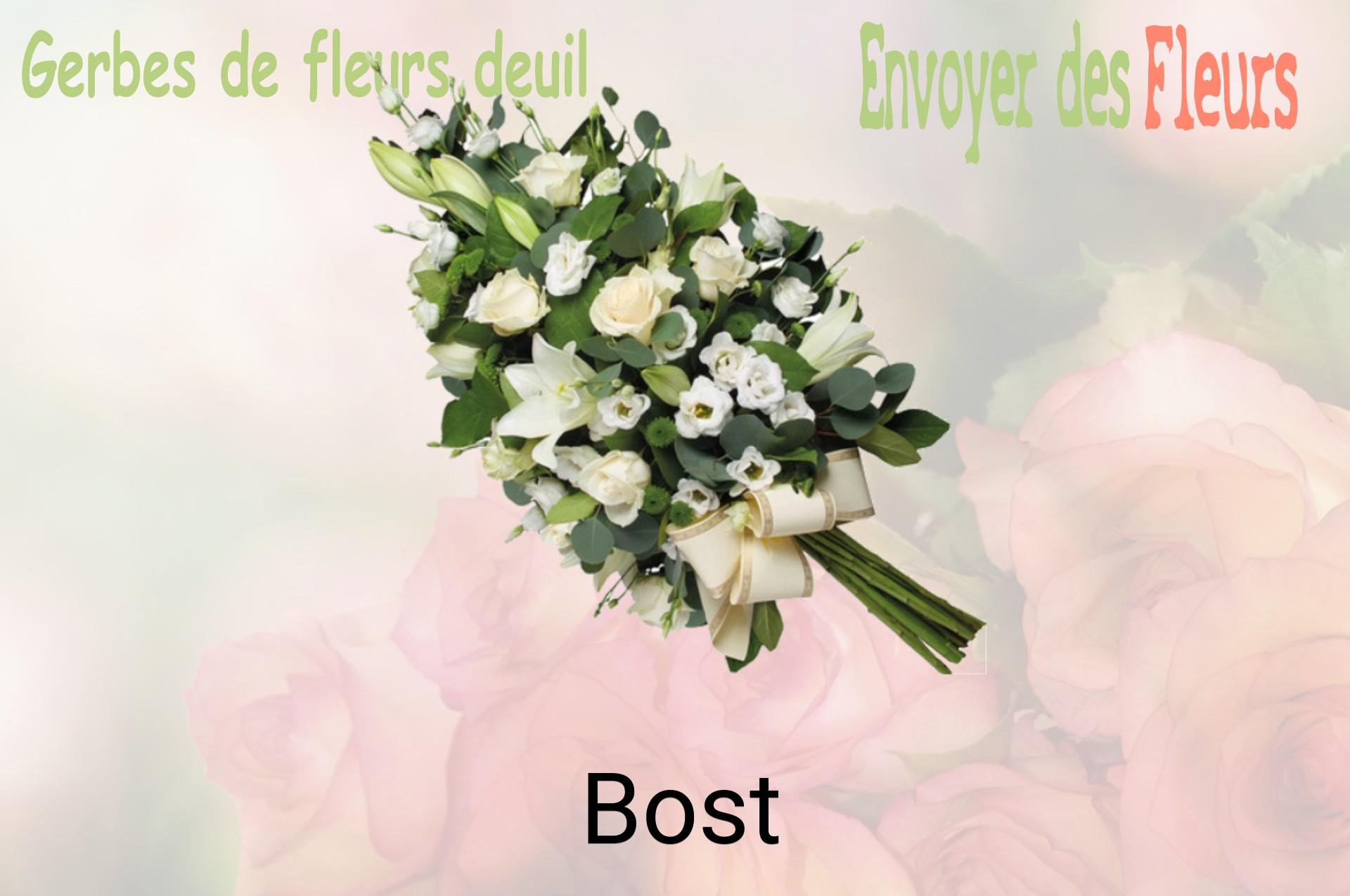 Gerbe de fleurs de deuil livrée à Bost
